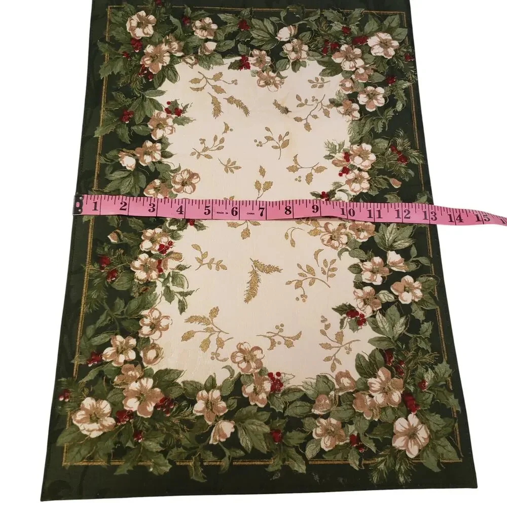 Kemp & Beatley Splendor Fabric Placemats Holiday Floral Design Reversible 6 Pack